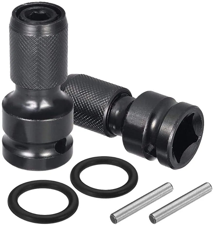 Scaling bit holder socket extension tool with telescopic sleeve on a workbench.