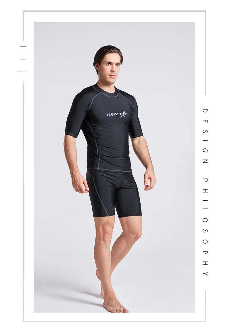 Men's quick-drying half sleeve swimsuit wetsuit for snorkelling and surfing