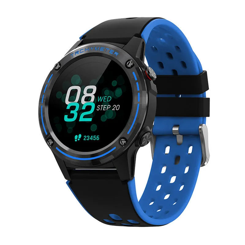 Sports smartwatch with 1.3-inch touchscreen on silicone wristband showing activity tracking display