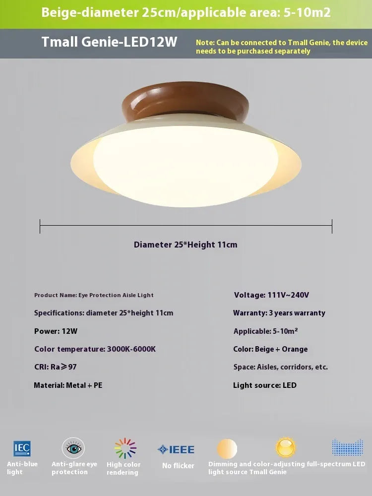 Modern minimalist flying saucer ceiling lamp in cream style with iron shade