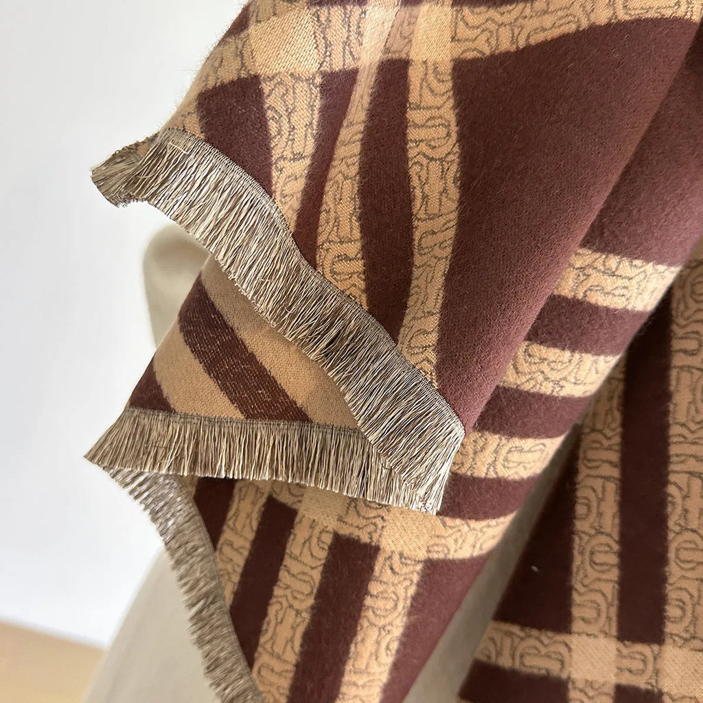 Imitation cashmere scarf with tassel trim in one of four colour options