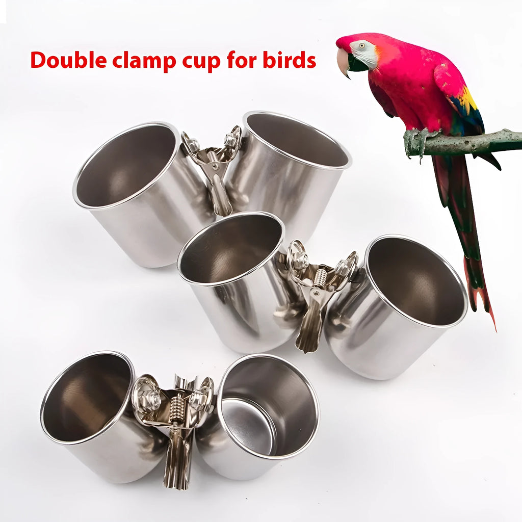 Stainless steel birdcage feeder in natural metal colour for outdoor use.