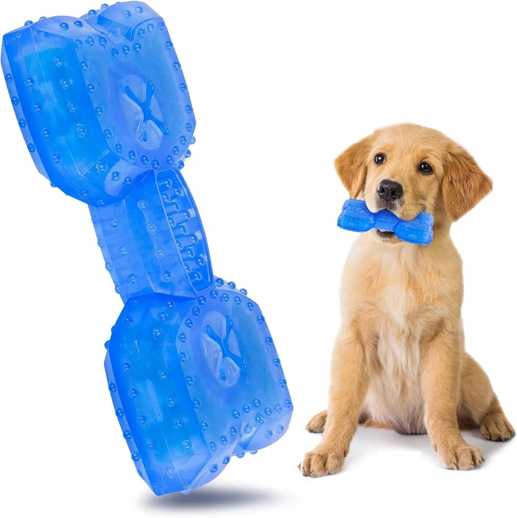 Freezable cooling chew toy for dogs and puppies in bone and circle shapes