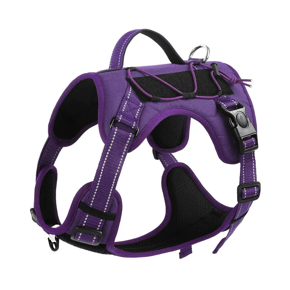 Reflective dog harness with hand holding rope and explosion-proof breast strap in various colours