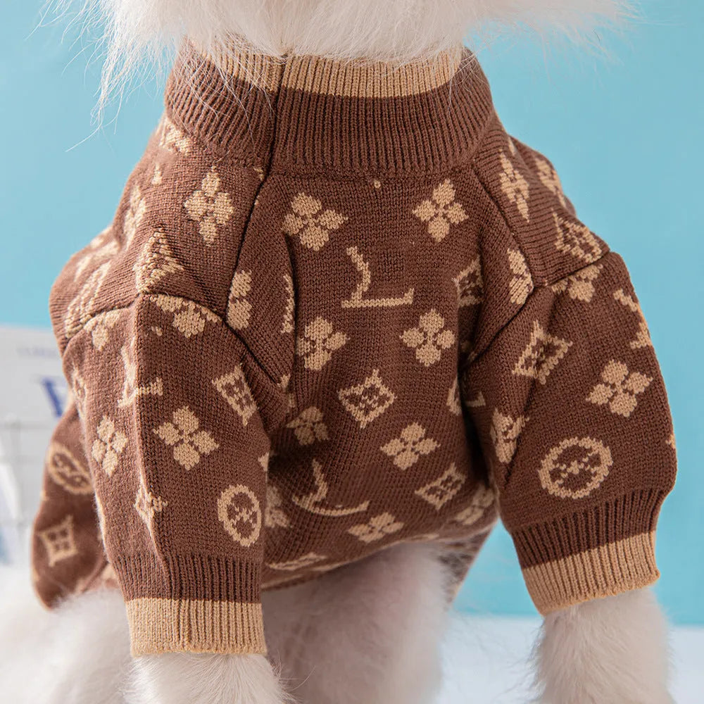 Wool blend dog sweater in European style with monochrome or two-tone colour options