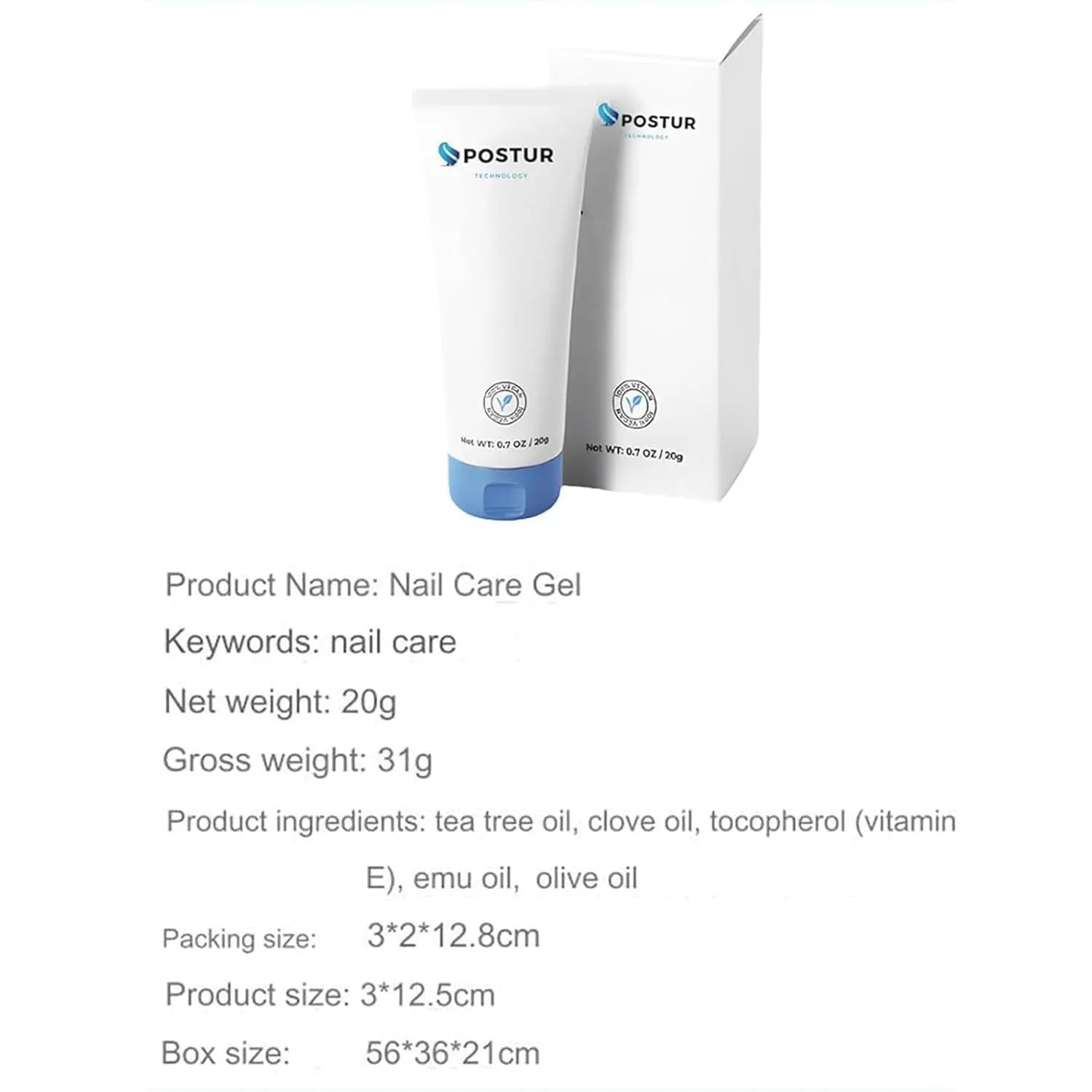 20g nail gel bottle with applicator in compact packaging