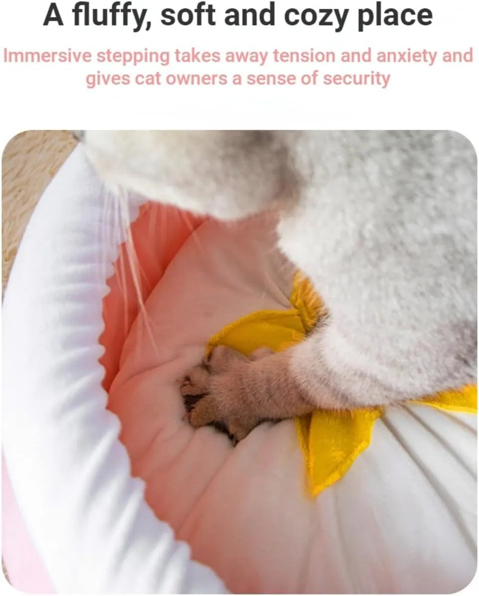 Honey pot shaped cat sofa bed in pink with removable padded interior