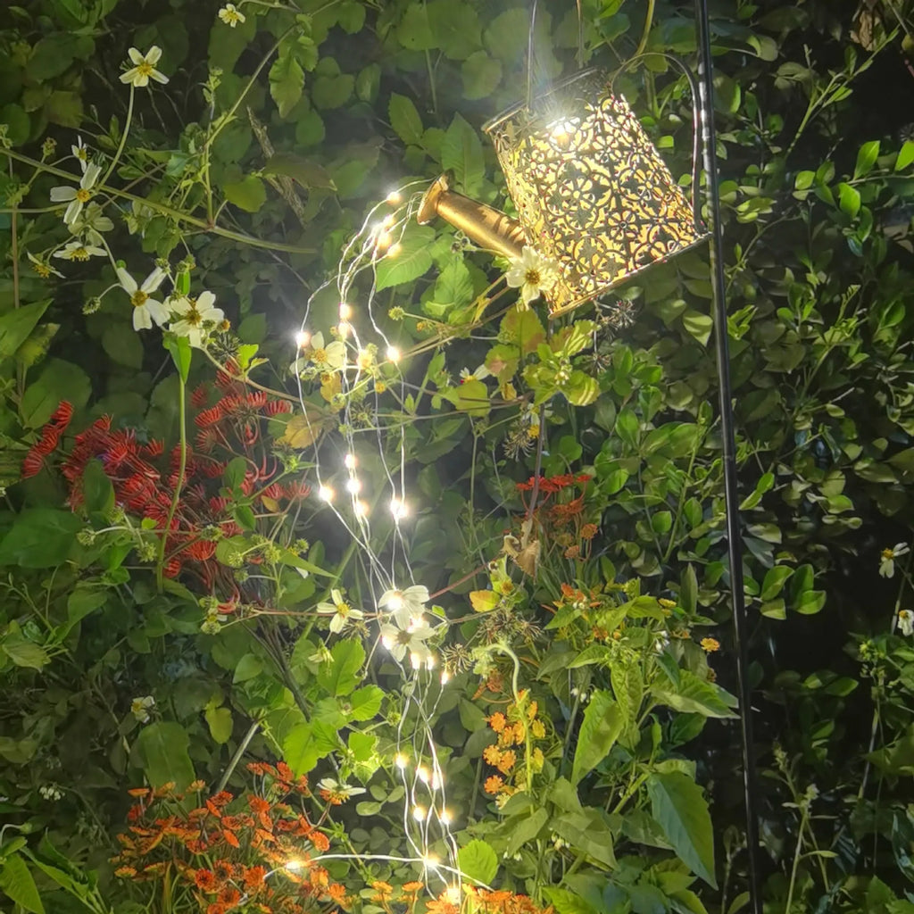 Solar butterfly kettle decorative outdoor light with wrought iron construction and dimensions 210mm high
