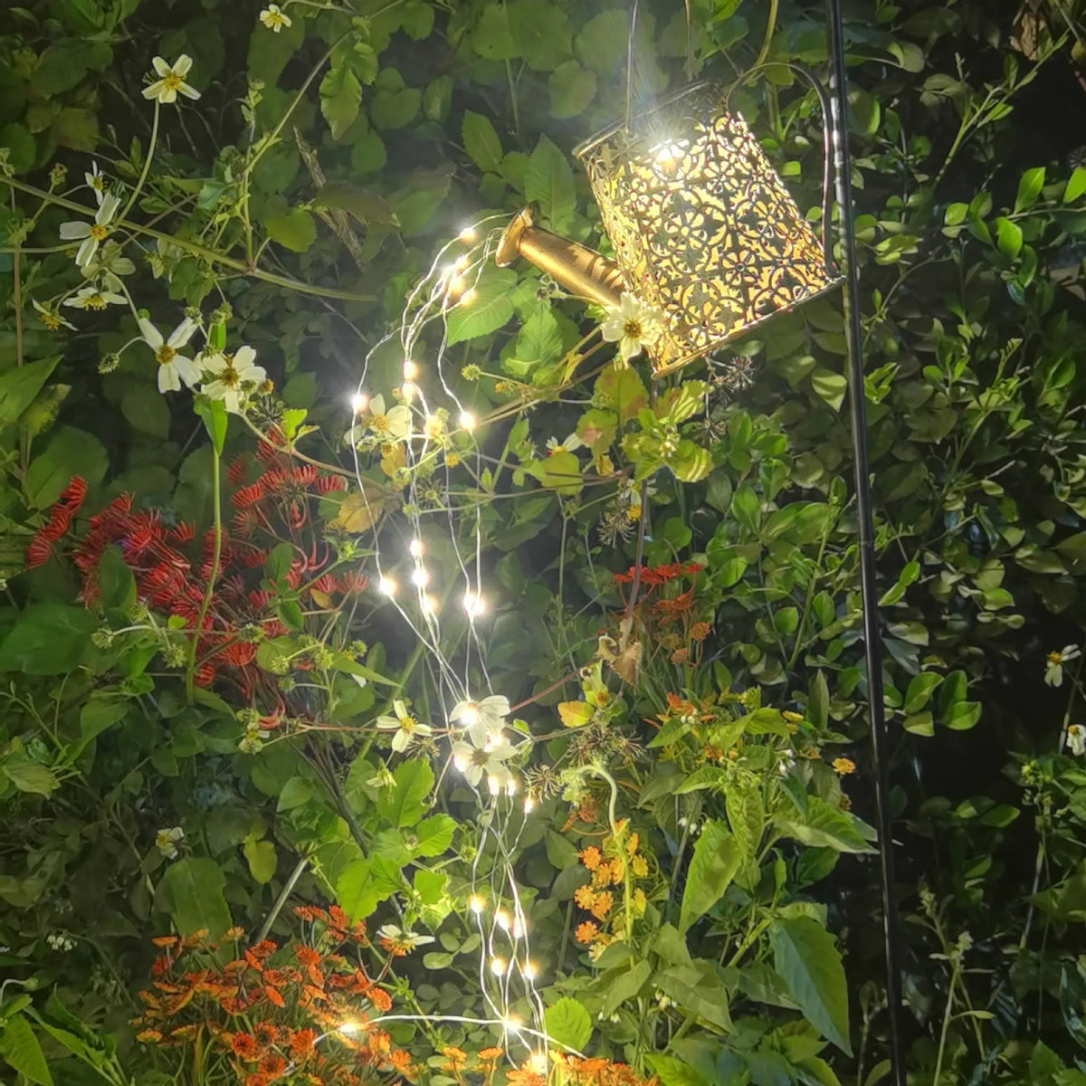 Solar butterfly kettle decorative outdoor light with wrought iron construction and dimensions 210mm high