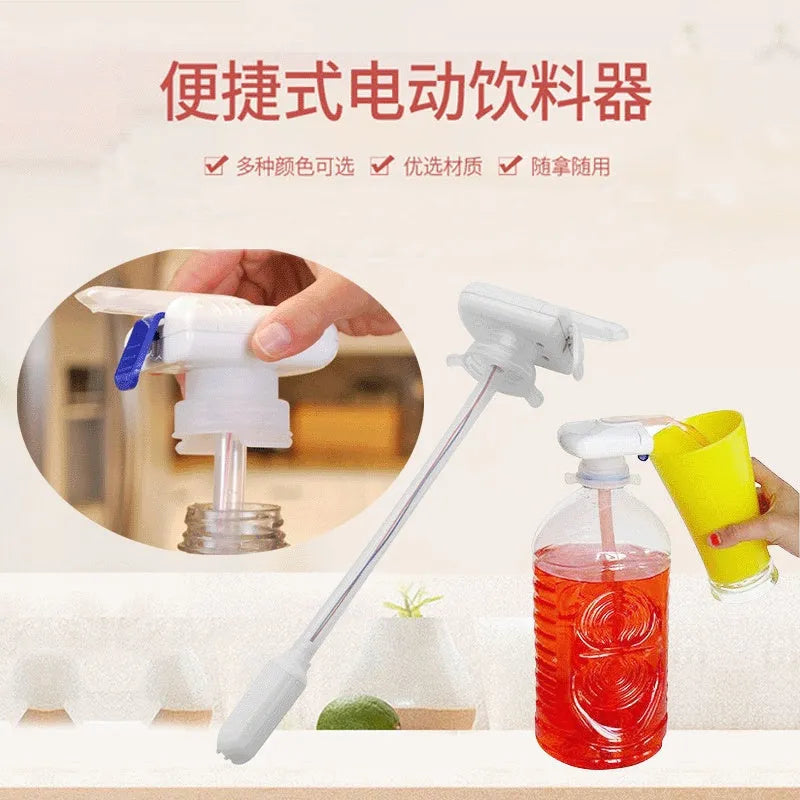 Electric pumping water device with silicone straws and blue press handle for milk and juice dispensing
