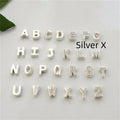 Peach heart shaped letter necklace pendant in alloy with gold and silver finish options