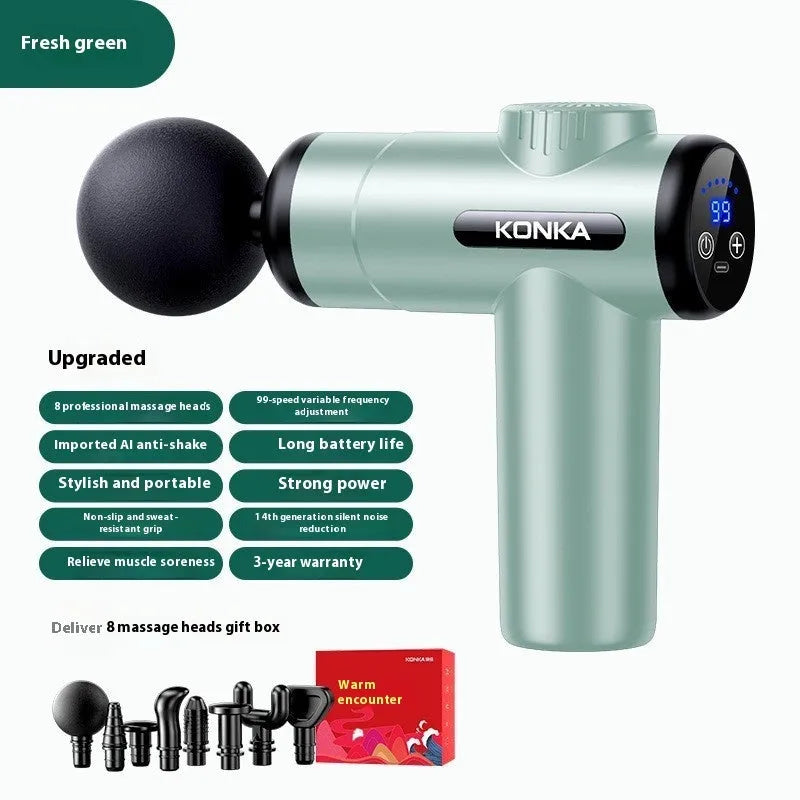 Konka professional electric mini massage gun with multiple massage heads in grey colour