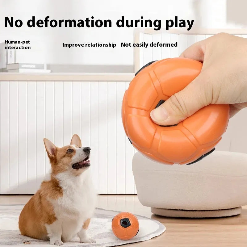 Orange and white TPR rubber dog ball toy shown in hollow and teeth cleaning rod designs.