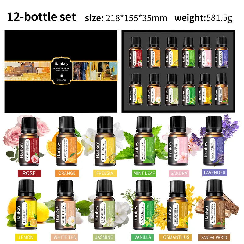 Boxed water-soluble aromatherapy oil sets for ultrasonic essential oil diffusers