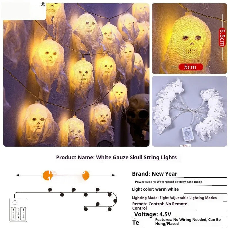 Battery-powered Halloween coloured LED lights with plastic housing for indoor wall decoration