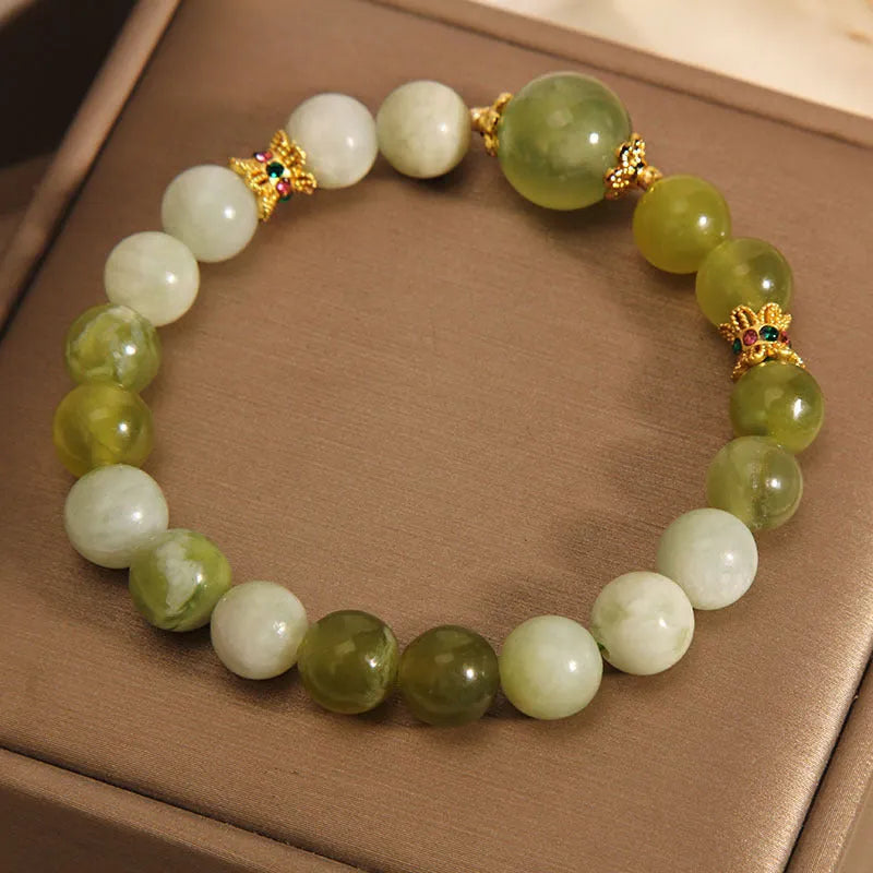 Xiuyan jade green women's bracelet with original design on wrist