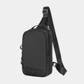 Casual black TPU chest bag with single shoulder strap and soft handle.