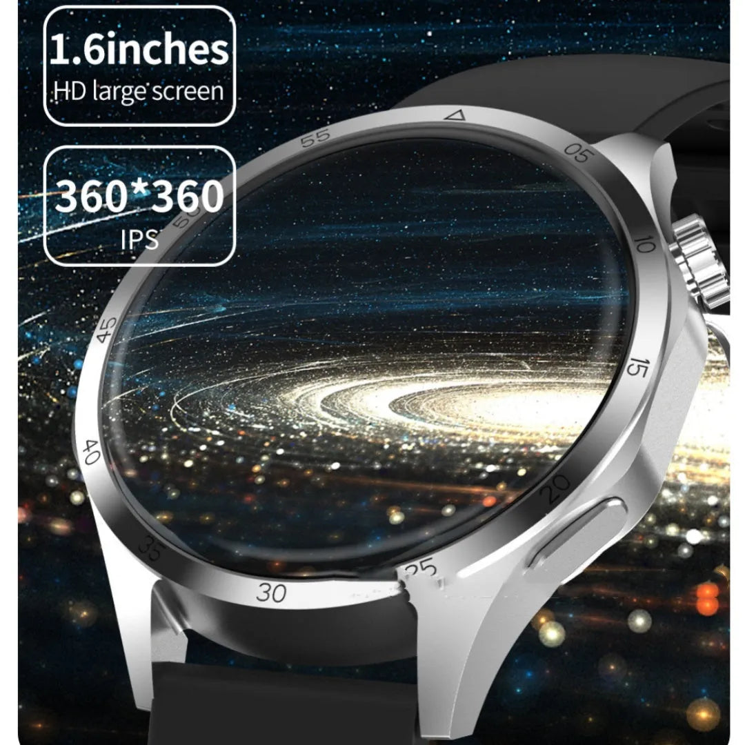 Black smartwatch with Bluetooth calling and health monitoring functions on wrist