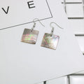 Geometric shell earrings in square and rectangular shapes with sterling silver hooks