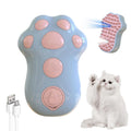 Rechargeable blue pet steam brush with silicone bristles and a water reservoir.