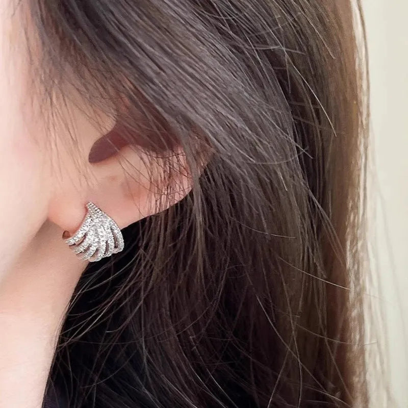 Geometric design zircon earrings with platinum electroplating finish for women
