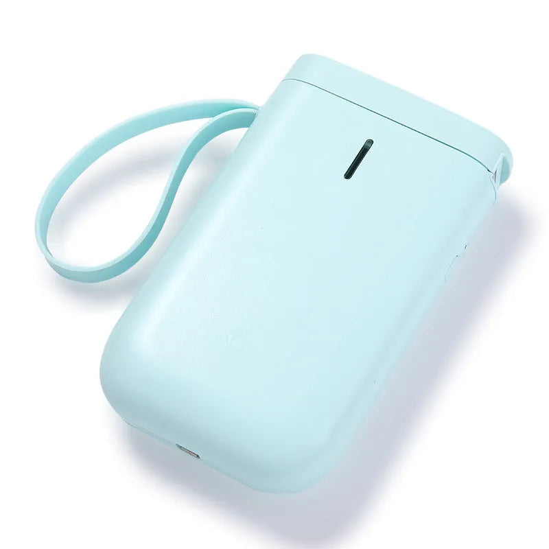 D11 Bluetooth thermal label printer in black, white, pink, green, or bundle colours, shown with smartphone running the label design app.