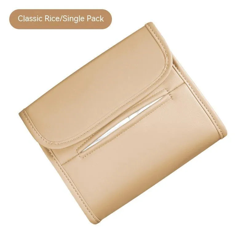 Leather car tissue box for hanging on vehicle chair backs in various colours