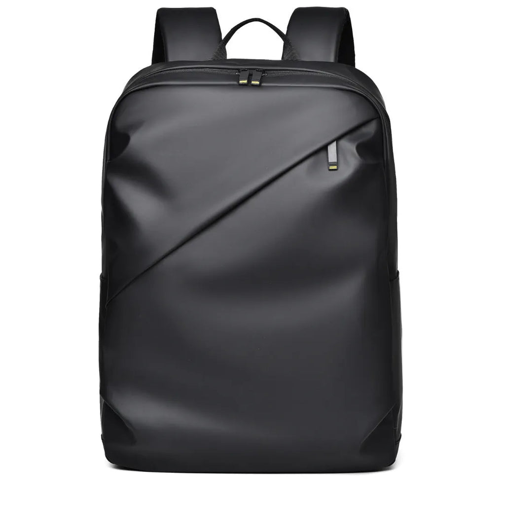 Large waterproof backpack in PU leather available in black, blue, or grey colours