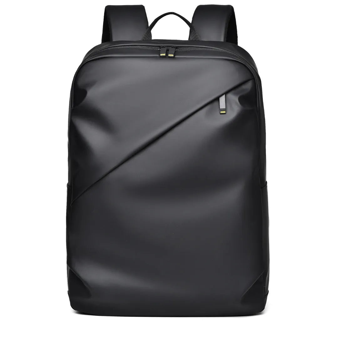 Large waterproof backpack in PU leather available in black, blue, or grey colours