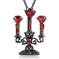 Women's zinc alloy clavicle necklace with a hollow retro candlestick pendant on a cross chain.