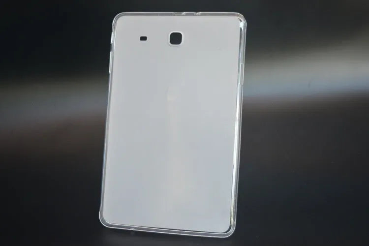 Clear transparent white ultra-thin silicone protective case for tablets on a flat surface