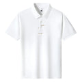 Men's casual cotton T-shirt in multiple colours on a size chart background.