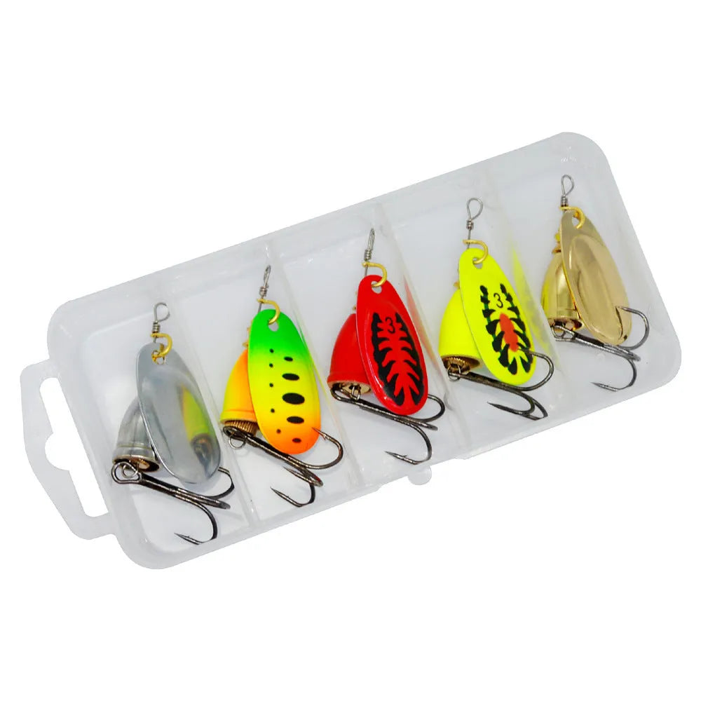 R composite rotating sequins copper bell metal fishing lure in multiple colour options.