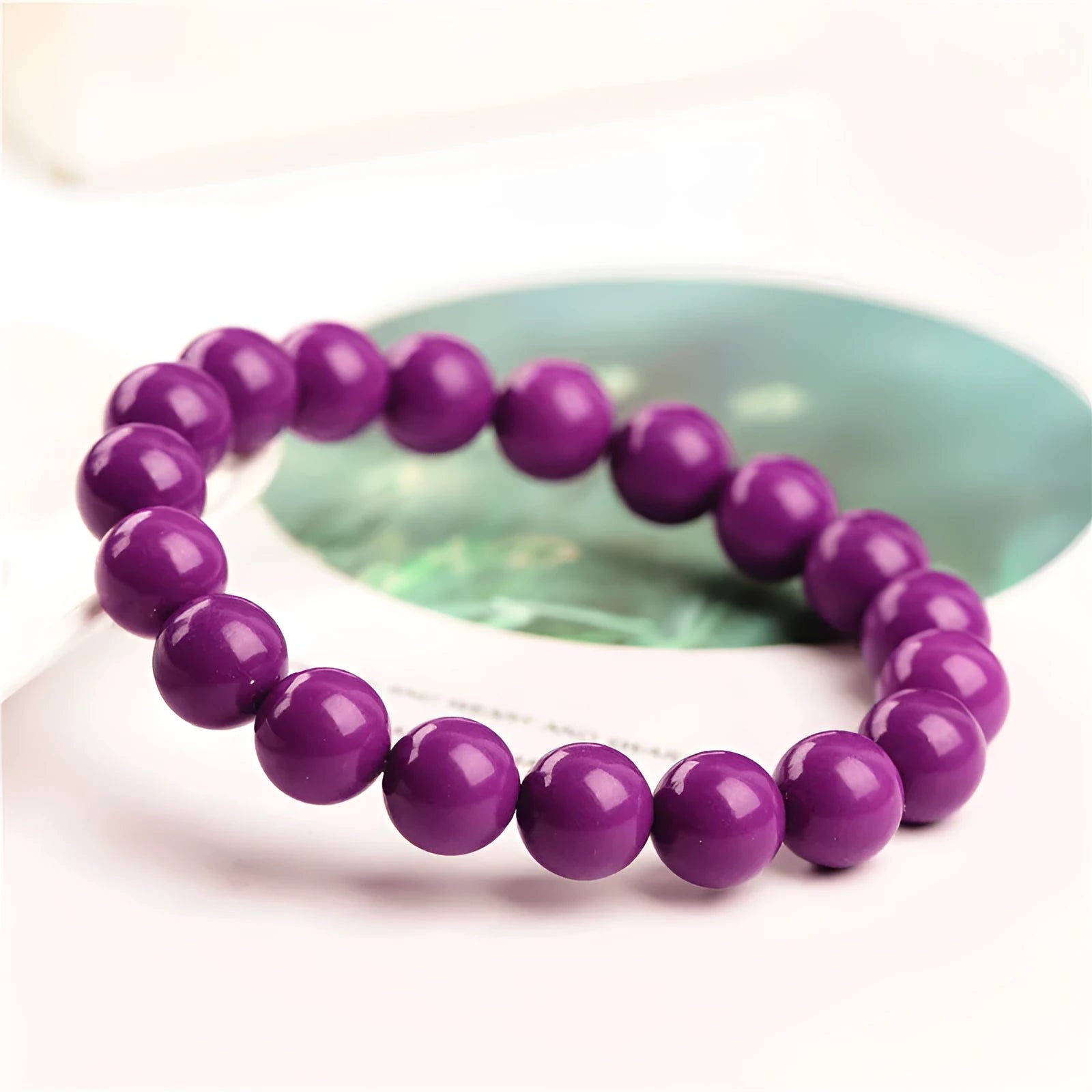 Jiuya 5A grade purple mica crystal bracelet with polished single circle beads in 6mm to 10mm sizes