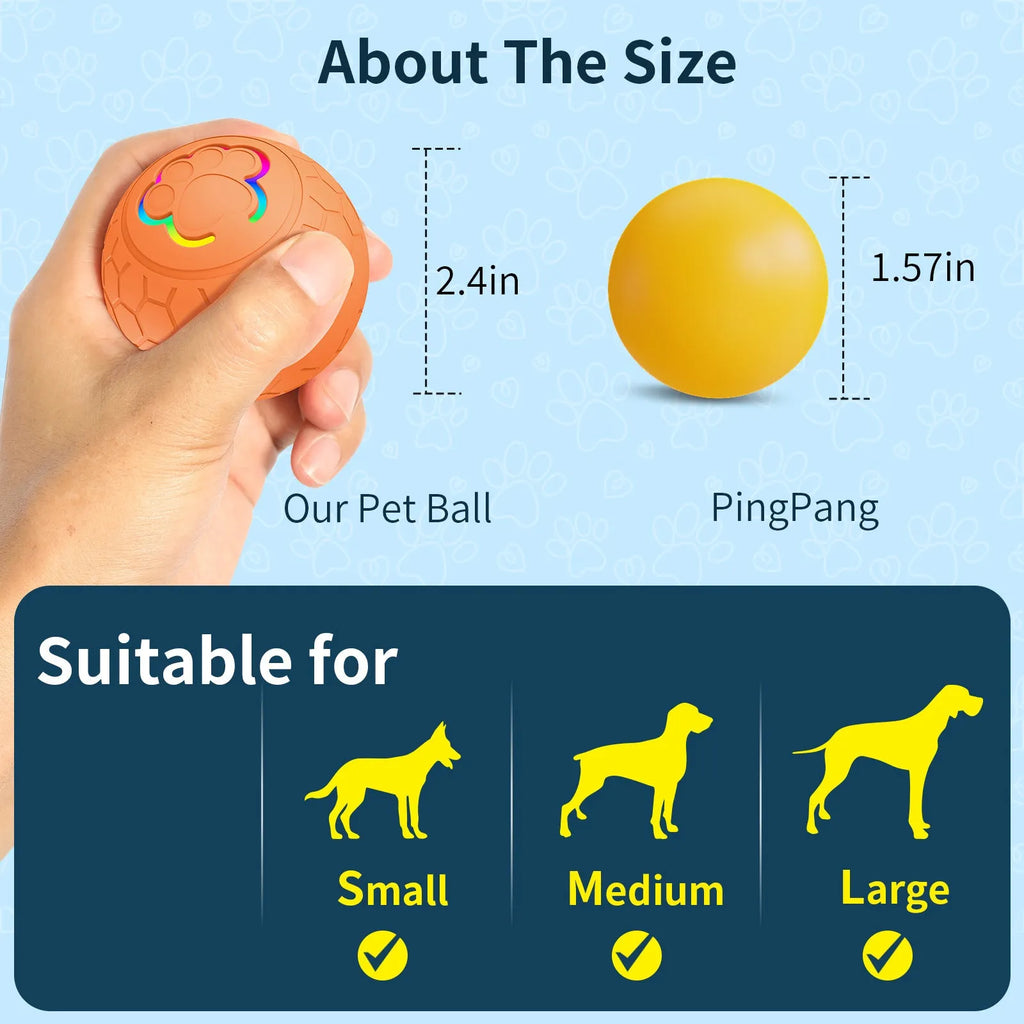 Silicone remote control gravity jumping pet ball for dogs and cats in blue, yellow, orange, pink or green