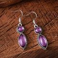 Vintage geometric Bohemian pendant earrings with black and purple colour