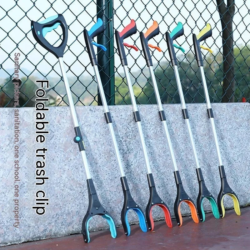 Blue trash clip with plastic and aluminium alloy construction for household organisation