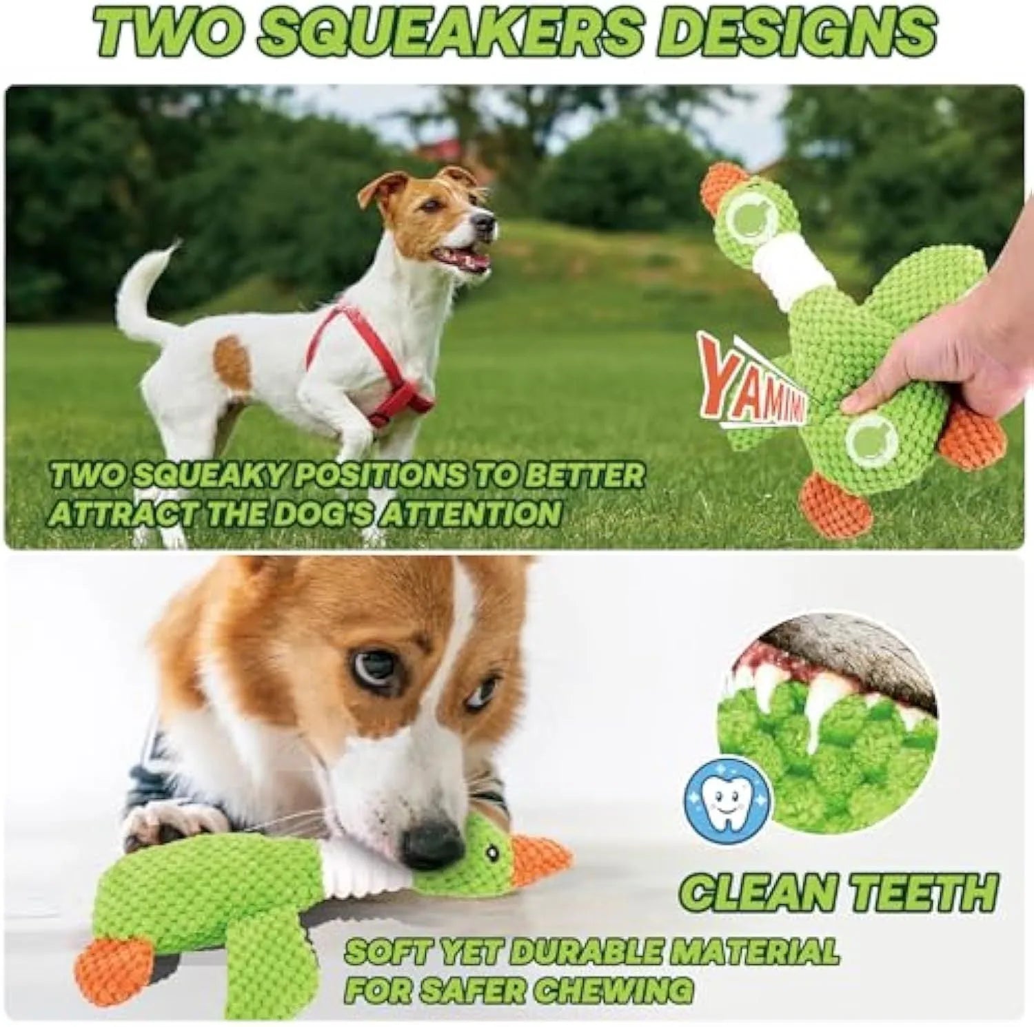 Blue durable pineapple cotton duck dog plush toy with squeakers on a white background.