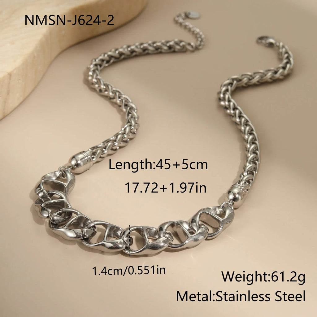 Gold plated stainless steel women's necklace with geometric pendant on regular chain
