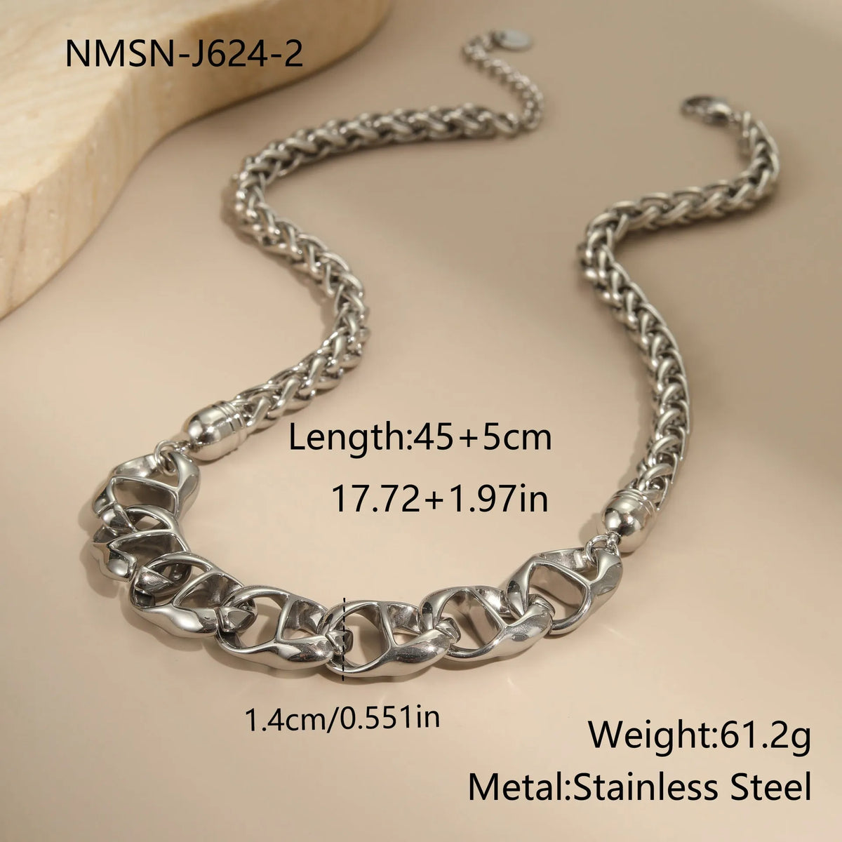 Gold plated stainless steel women's necklace with geometric pendant on regular chain