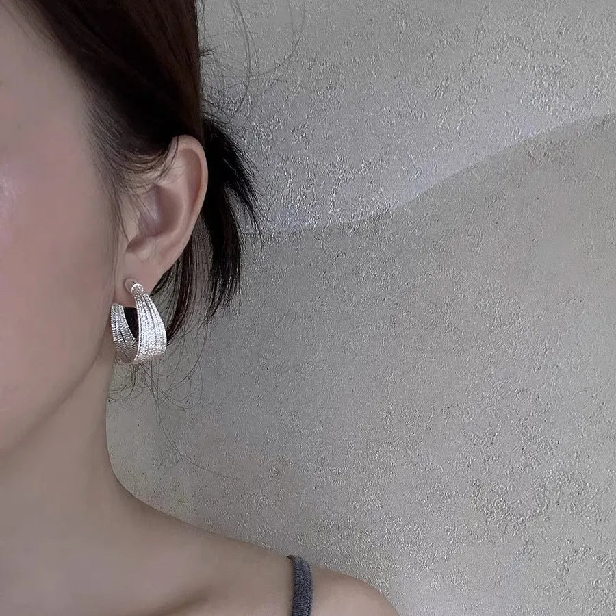 Multi-layer geometric copper earrings set with gold and silver electroplated stud and clip earring pairs
