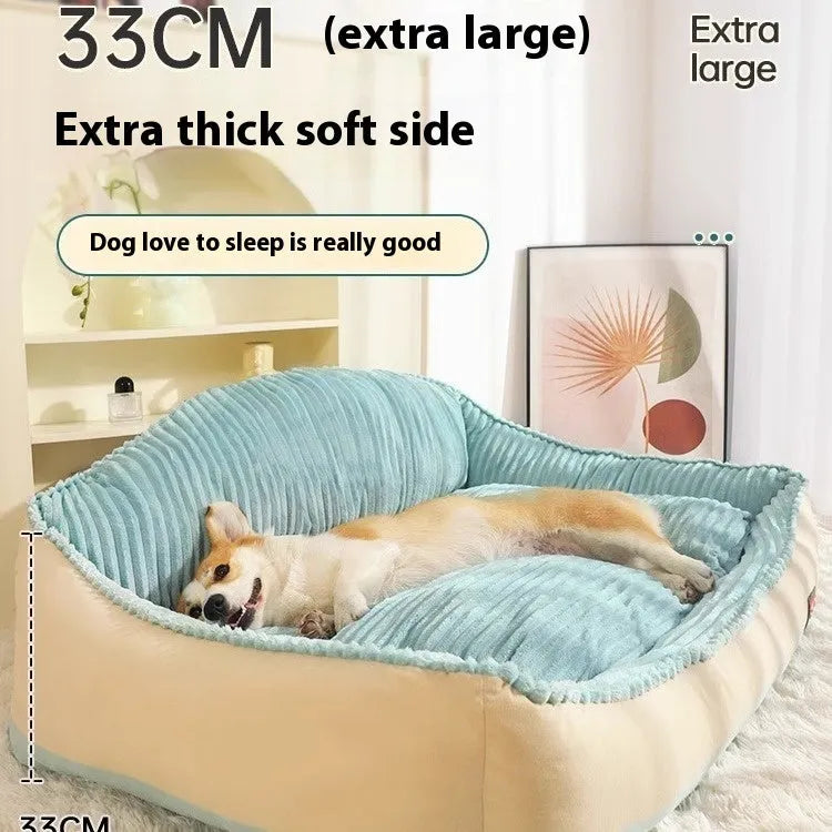 Morandi colour lazy sofa dog bed with removable washable cover for large dogs.