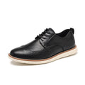 Men's black slip-on business casual shoes with round toe and low-top PU upper