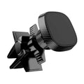 Black magnetic car phone holder mounted on car air conditioning vent