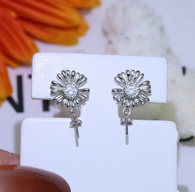 S925 sterling silver baroque flower design drop earrings in silver and gold finishes