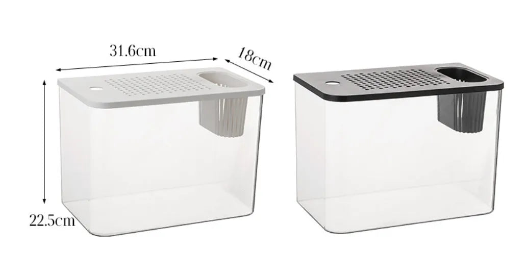 Black or white Betta fish tank with cover, 32cm long by 18.5cm wide by 23cm high