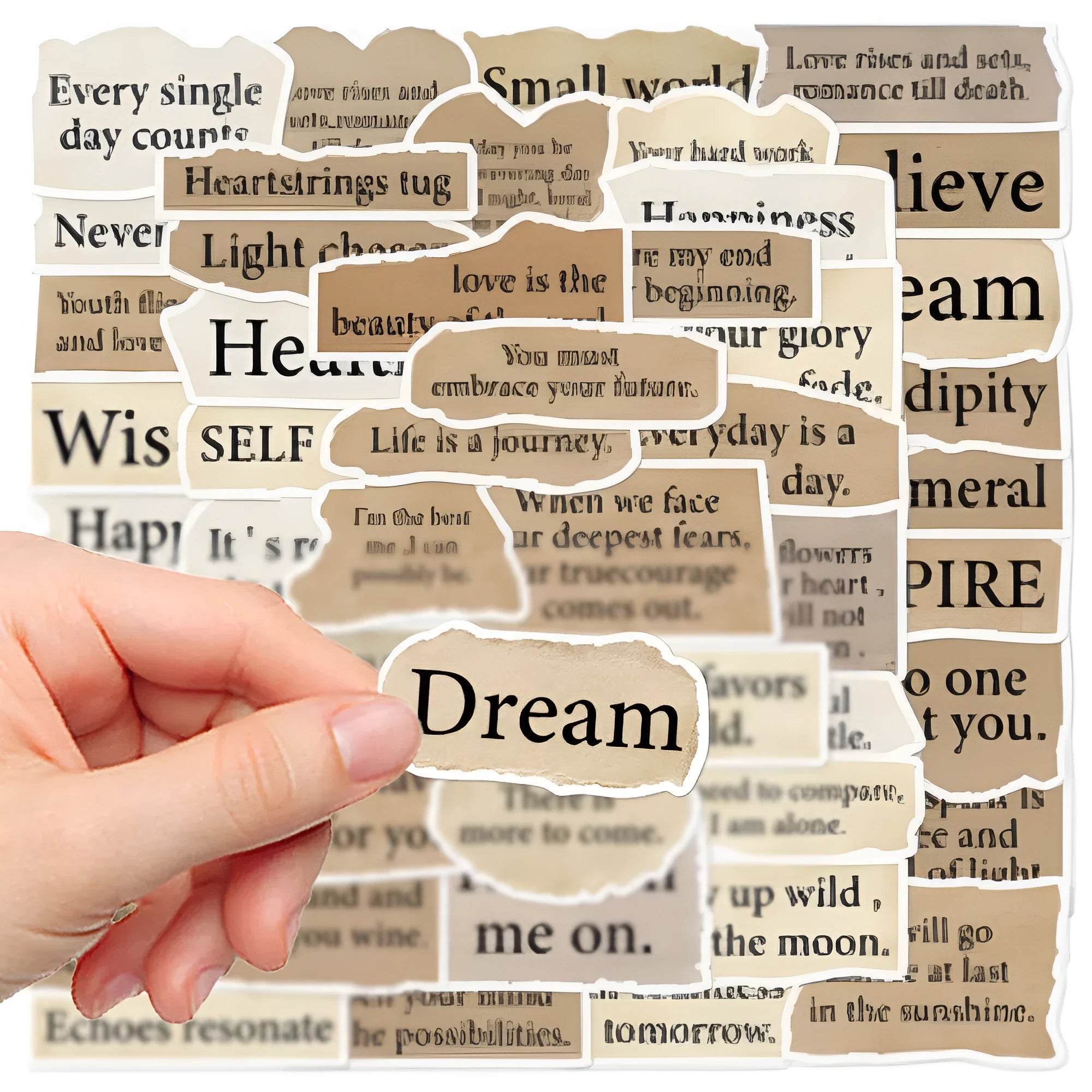 Torn English design decorative stickers for laptops and notebooks, PVC material, waterproof
