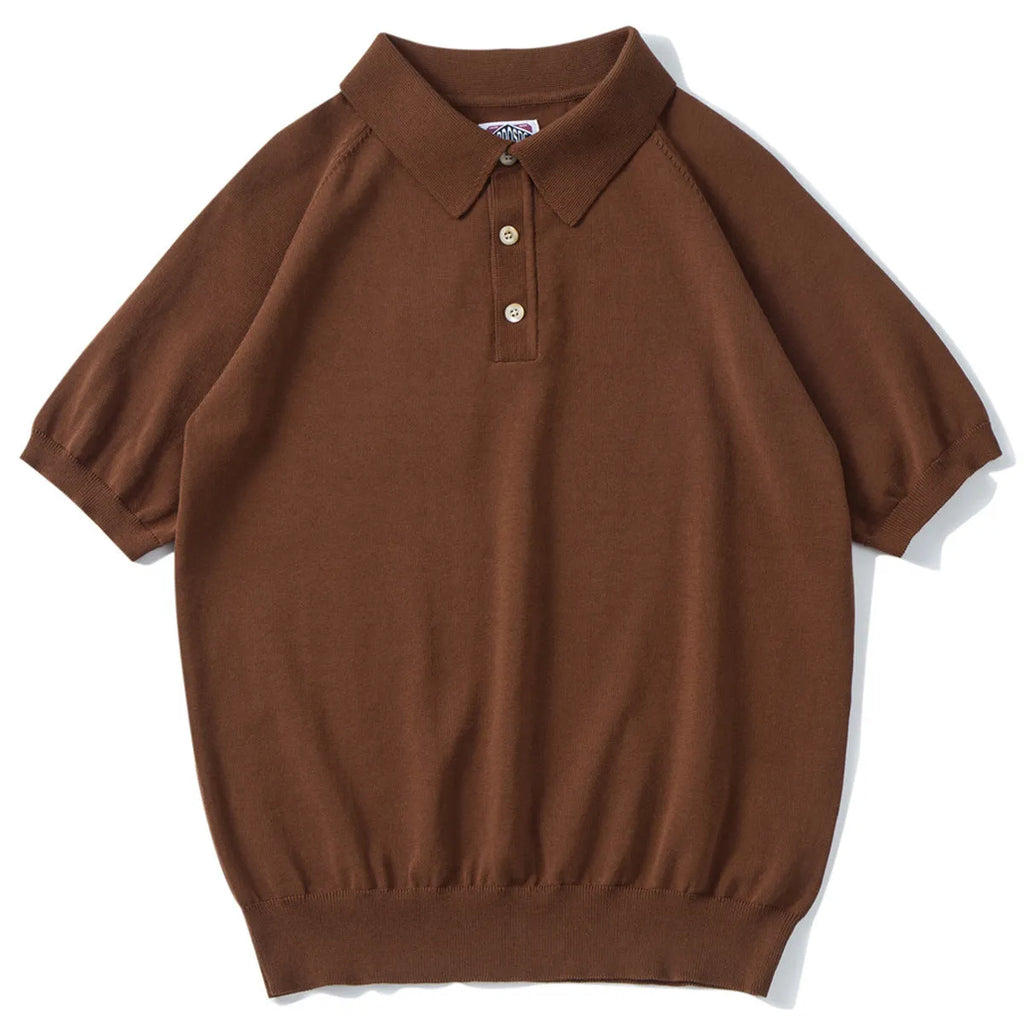 Retro slim fit men's cotton short-sleeved t-shirt shown in a dark brown colour.