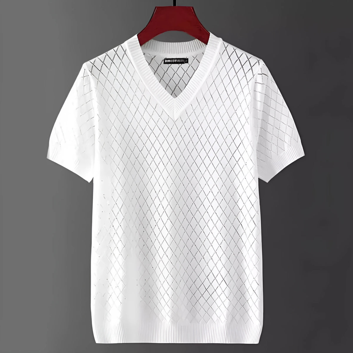Men's Korean style ice silk V-neck t-shirt in white or black colours