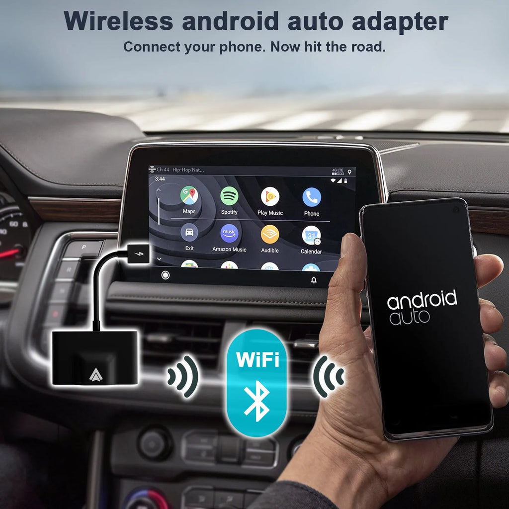 Car wired to wireless Android system adaptor for CARPLAY vehicles in black and white options